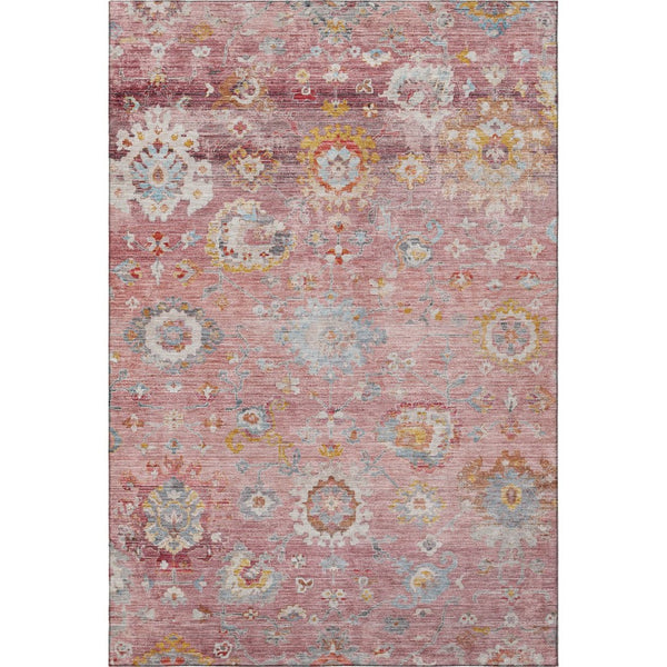 HomeRoots 9' X 12' Pink Gold & Blue Floral Washable Area Rug – UV Protected, Stain-Resistant Elegance for Any Room 684479
