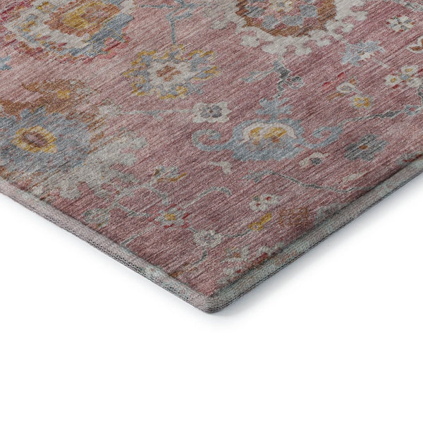 HomeRoots 10' X 14' Pink Gold & Blue Floral Area Rug - Washable, UV Protected, Stylish & Durable for Your Home 684480