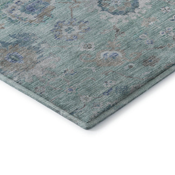 HomeRoots 8' X 10' Aqua Beige Taupe Floral Area Rug - Durable, Stain-Resistant, UV Protected for Busy Homes 684484