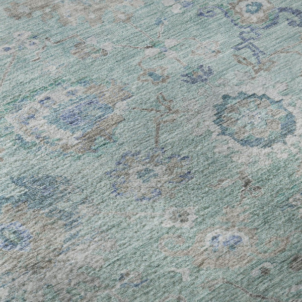 HomeRoots 8' X 10' Aqua Beige Taupe Floral Area Rug - Durable, Stain-Resistant, UV Protected for Busy Homes 684484