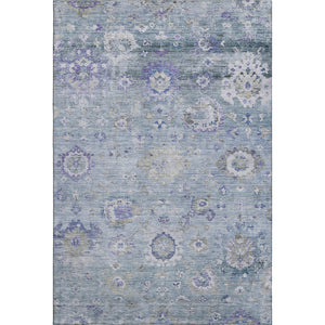 HomeRoots 9' X 12' Sky Blue Floral Area Rug - Washable, UV Protected, Stain Resistant, Ideal for Family Rooms! 684491