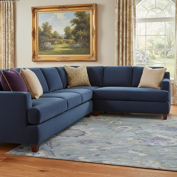HomeRoots 10' X 14' Sky Blue, Beige & Purple Floral Washable Area Rug - UV Protected, Durable & Elegant Decor 684492