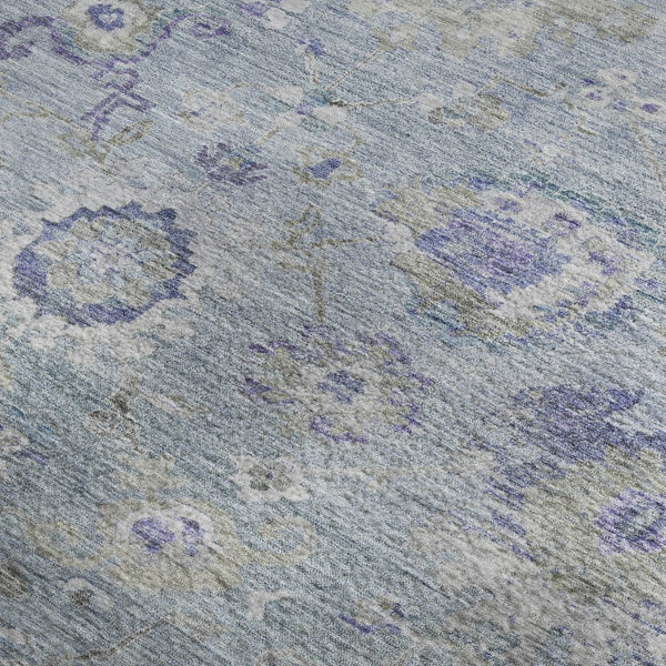 HomeRoots 10' X 14' Sky Blue, Beige & Purple Floral Washable Area Rug - UV Protected, Durable & Elegant Decor 684492
