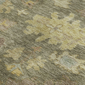 HomeRoots 10' X 14' Artichoke Green Floral Area Rug – Washable, Stain-Resistant, UV Protected for Durability 684498
