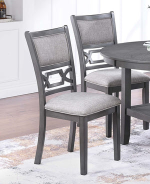 English Elm Gray Round 5-Piece Dining Set with Lower Shelf and Upholstered Chairs — Contemporary Charcoal Style Gray 45 L x 15 W x 46 H B011P373697