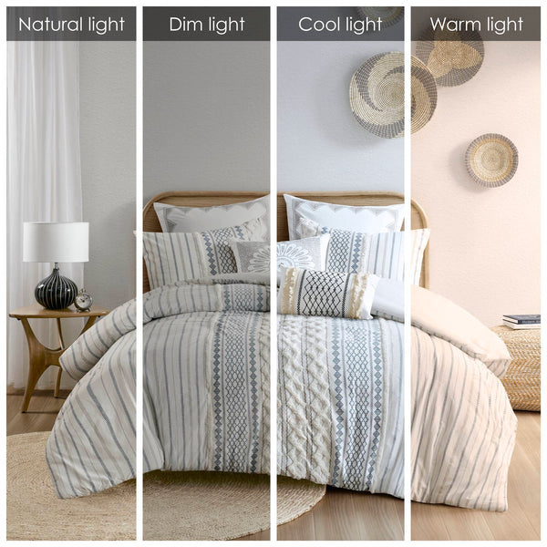 English Elm Cotton INK+IVY Imani Chenille Tufted Comforter Set King/Cal King – Geometric Print, OEKO-TEX Safe B035128800