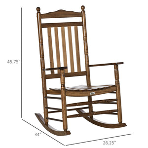 English Elm Outsunny Traditional High-Back Wooden Rocking Chair – Elegant Comfort For Indoor/Outdoor Spaces W2225P217093-GIGA