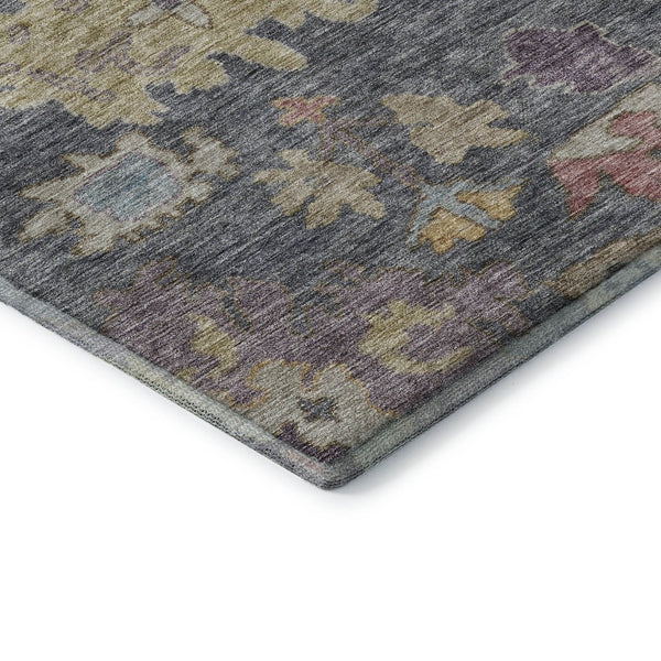 HomeRoots 5' X 8' Gorgeous Floral Area Rug in Blue, Gold & Coral - Washable, UV-Protected, Stain-Resistant! 684500