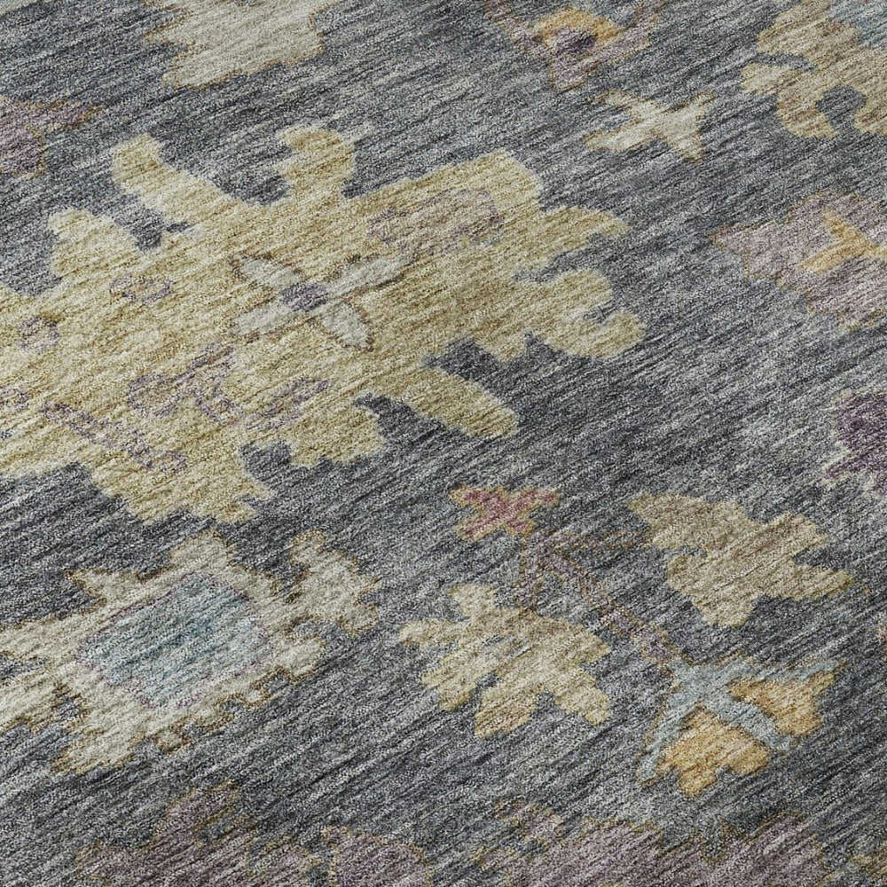 HomeRoots 5' X 8' Gorgeous Floral Area Rug in Blue, Gold & Coral - Washable, UV-Protected, Stain-Resistant! 684500