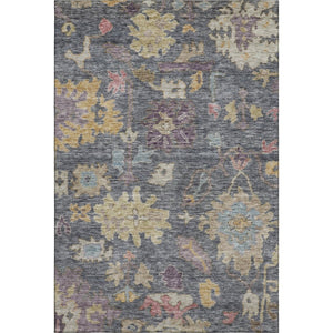HomeRoots 8' X 10' Floral Area Rug in Blue, Gold & Coral - Washable, UV-Protected, Ideal for High-Traffic Spaces 684502