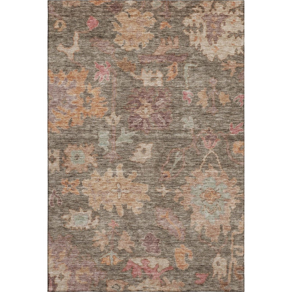 HomeRoots 8' X 10' Brown Beige Coral Floral Area Rug - Washable, UV Protected, Stain Resistant for Homes 684508