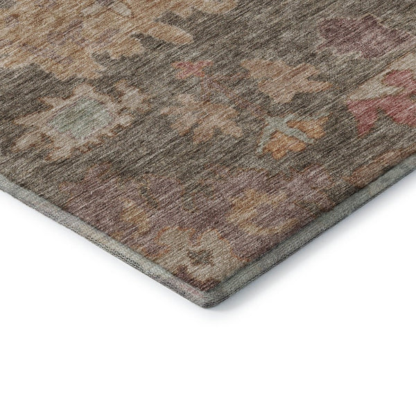 HomeRoots 8' X 10' Brown Beige Coral Floral Area Rug - Washable, UV Protected, Stain Resistant for Homes 684508