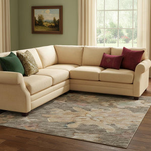 HomeRoots 8' X 10' Brown Beige Coral Floral Area Rug - Washable, UV Protected, Stain Resistant for Homes 684508