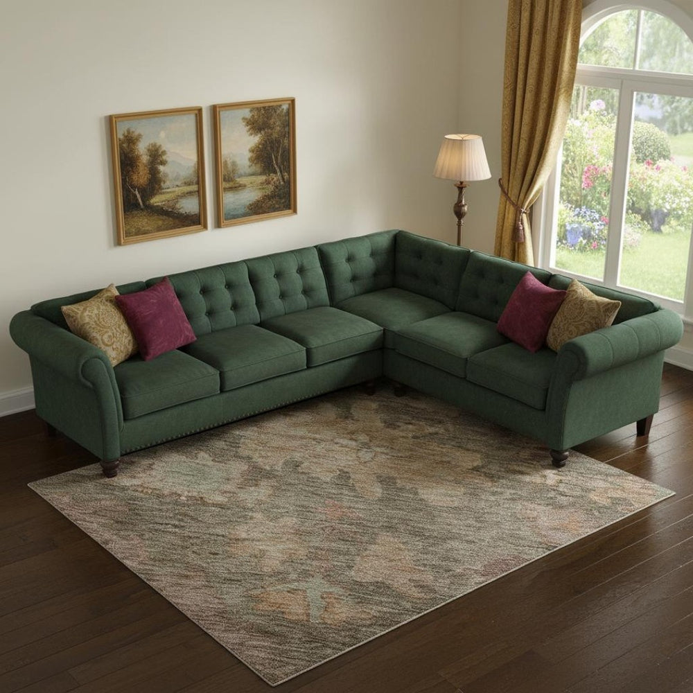 HomeRoots 9' X 12' Floral Area Rug in Brown, Beige & Coral - Washable, UV Protected, Durable for High-Traffic Areas 684509