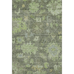 HomeRoots 8' X 10' Fern Green and Gray Floral Area Rug - Washable, Durable, UV-Protected for Stylish Living Spaces 684514