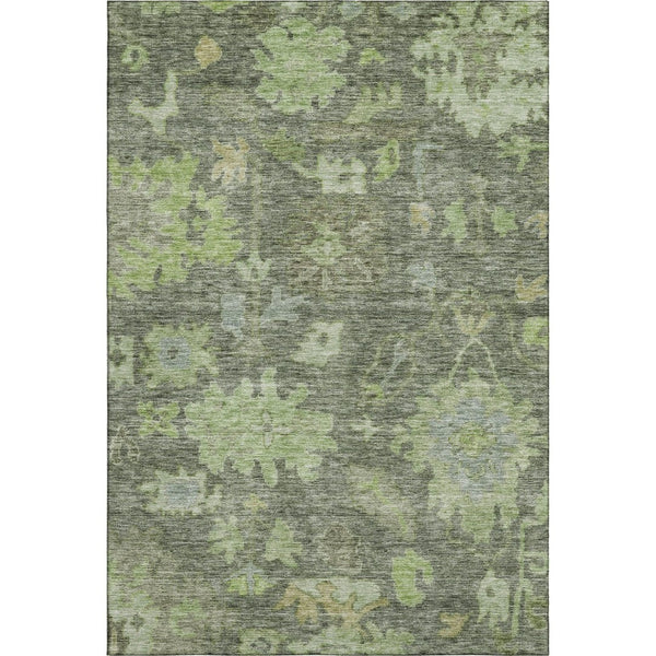 HomeRoots 8' X 10' Fern Green and Gray Floral Area Rug - Washable, Durable, UV-Protected for Stylish Living Spaces 684514