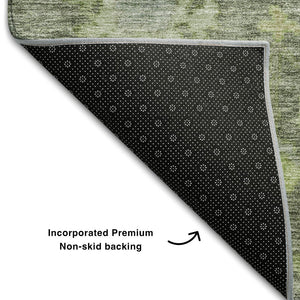 HomeRoots 8' X 10' Fern Green and Gray Floral Area Rug - Washable, Durable, UV-Protected for Stylish Living Spaces 684514