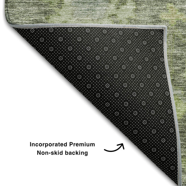 HomeRoots 8' X 10' Fern Green and Gray Floral Area Rug - Washable, Durable, UV-Protected for Stylish Living Spaces 684514