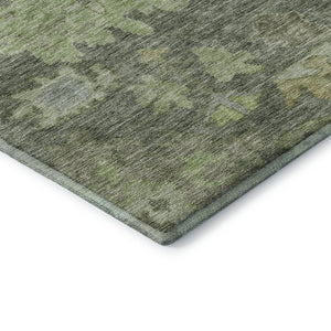 HomeRoots 8' X 10' Fern Green and Gray Floral Area Rug - Washable, Durable, UV-Protected for Stylish Living Spaces 684514