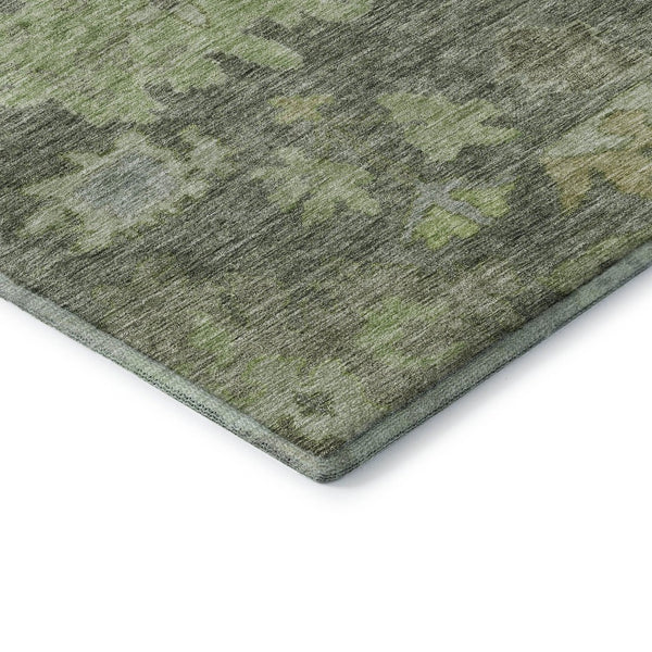 HomeRoots 8' X 10' Fern Green and Gray Floral Area Rug - Washable, Durable, UV-Protected for Stylish Living Spaces 684514