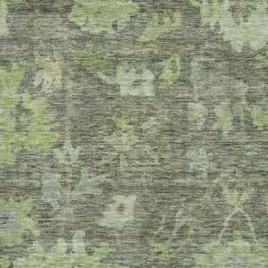 HomeRoots 8' X 10' Fern Green and Gray Floral Area Rug - Washable, Durable, UV-Protected for Stylish Living Spaces 684514