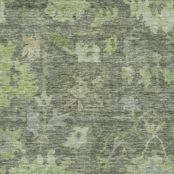 HomeRoots 8' X 10' Fern Green and Gray Floral Area Rug - Washable, Durable, UV-Protected for Stylish Living Spaces 684514