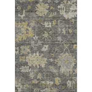 HomeRoots 8' X 10' Gray Gold Beige Floral Washable Area Rug - Durable, Stain Resistant, UV Protected Design 684520