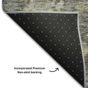 HomeRoots 8' X 10' Gray Gold Beige Floral Washable Area Rug - Durable, Stain Resistant, UV Protected Design 684520