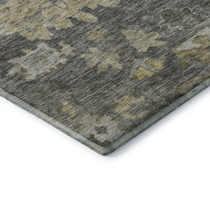 HomeRoots 8' X 10' Gray Gold Beige Floral Washable Area Rug - Durable, Stain Resistant, UV Protected Design 684520