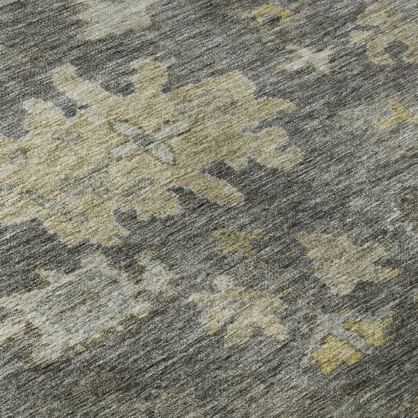 HomeRoots 8' X 10' Gray Gold Beige Floral Washable Area Rug - Durable, Stain Resistant, UV Protected Design 684520