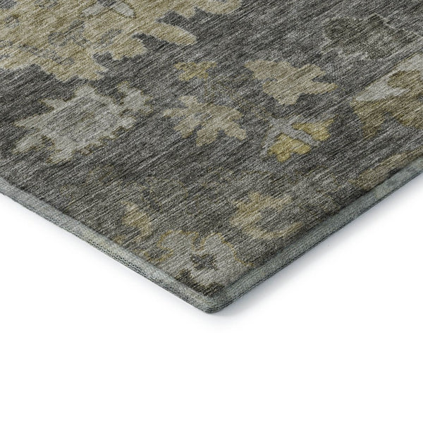 HomeRoots 9' X 12' Gray Gold Beige Floral Washable Area Rug - Durable, UV-Protected, Stain-Resistant Style! 684521