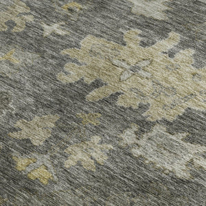 HomeRoots 9' X 12' Gray Gold Beige Floral Washable Area Rug - Durable, UV-Protected, Stain-Resistant Style! 684521