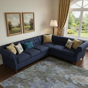 HomeRoots 9' X 12' Floral Washable Area Rug in Taupe, Blue & Brown with UV Protection for Busy Homes 684527
