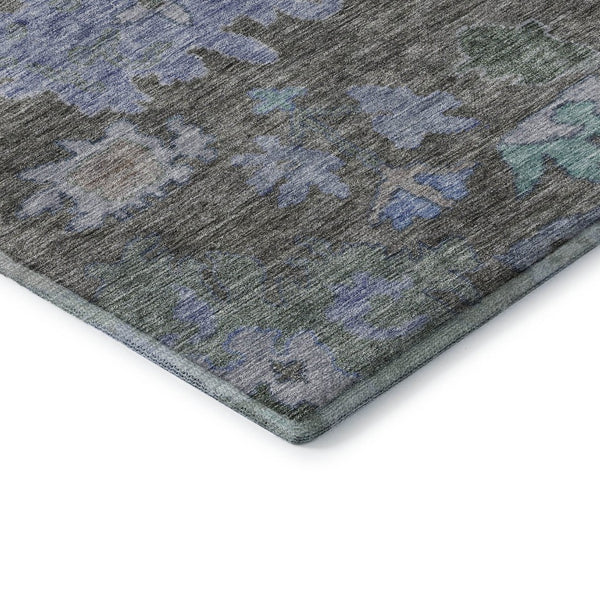 HomeRoots 9' X 12' Floral Washable Area Rug in Taupe, Blue & Brown with UV Protection for Busy Homes 684527
