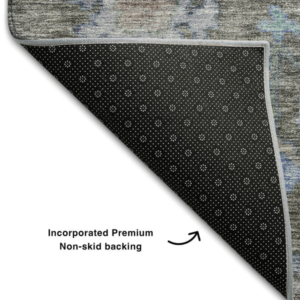 HomeRoots 10' X 14' Floral Washable Area Rug in Taupe, Blue & Brown – Durable, UV-Protected for Busy Homes 684528