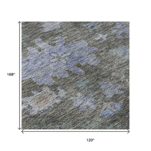 HomeRoots 10' X 14' Floral Washable Area Rug in Taupe, Blue & Brown – Durable, UV-Protected for Busy Homes 684528
