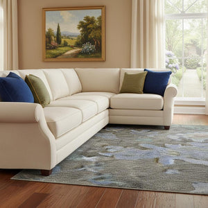HomeRoots 10' X 14' Floral Washable Area Rug in Taupe, Blue & Brown – Durable, UV-Protected for Busy Homes 684528