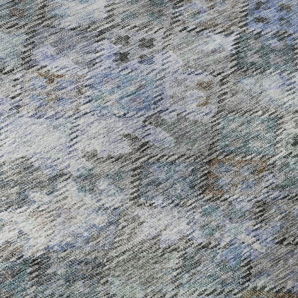 HomeRoots 9' X 12' Washable Area Rug – Modern Blue, Ivory & Taupe Geometric Design with UV Protection & Durability 684533