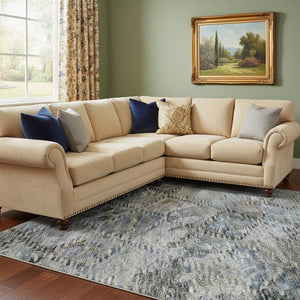 HomeRoots 10' X 14' Blue Ivory Taupe Abstract Geometric Washable Area Rug for Stylish Living Spaces & Durability 684534