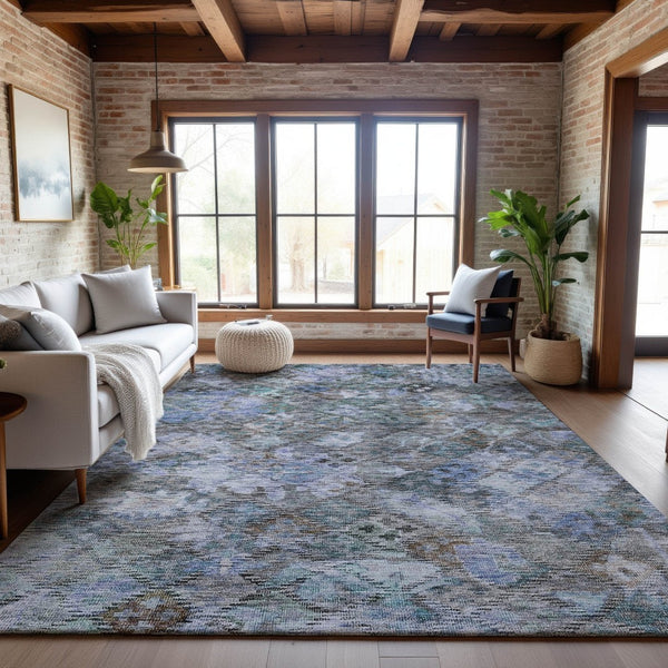 HomeRoots 10' X 14' Blue Ivory Taupe Abstract Geometric Washable Area Rug for Stylish Living Spaces & Durability 684534