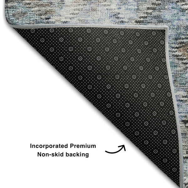 HomeRoots 10' X 14' Blue Ivory Taupe Abstract Geometric Washable Area Rug for Stylish Living Spaces & Durability 684534