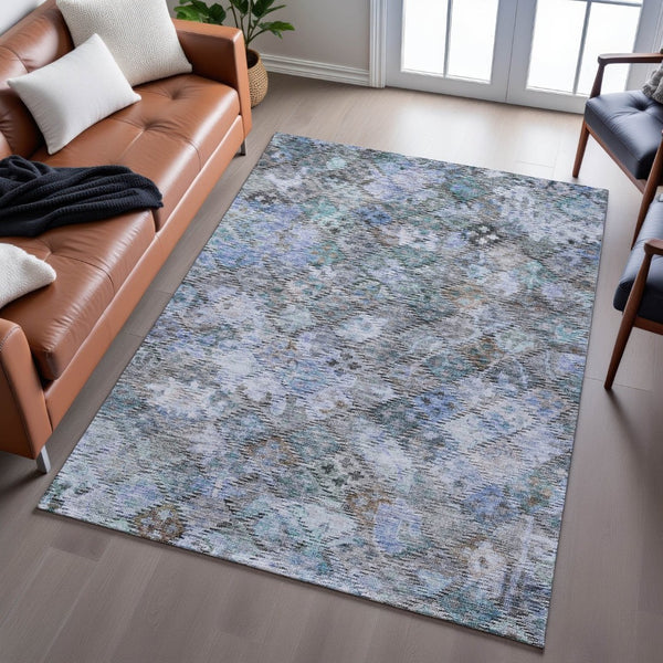 HomeRoots 10' X 14' Blue Ivory Taupe Abstract Geometric Washable Area Rug for Stylish Living Spaces & Durability 684534