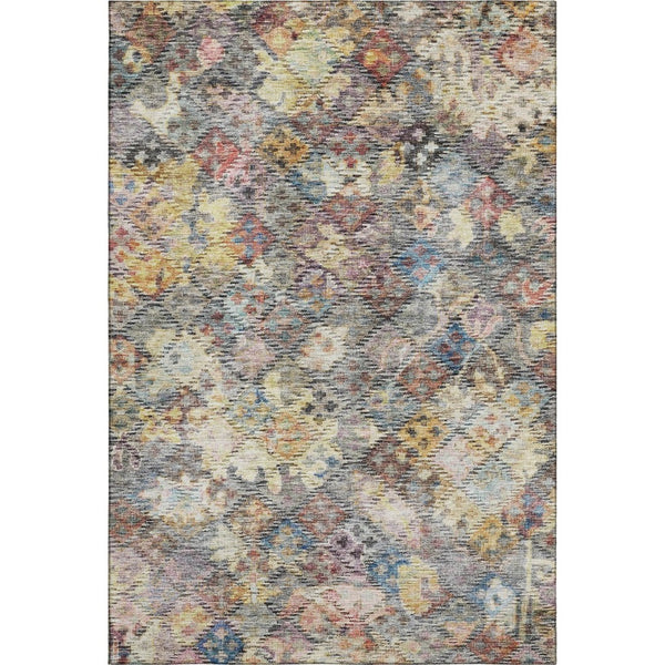 HomeRoots 8' X 10' Gold Coral Blue Abstract Geometric Area Rug – Washable, Stain Resistant & UV Protected Design 684538
