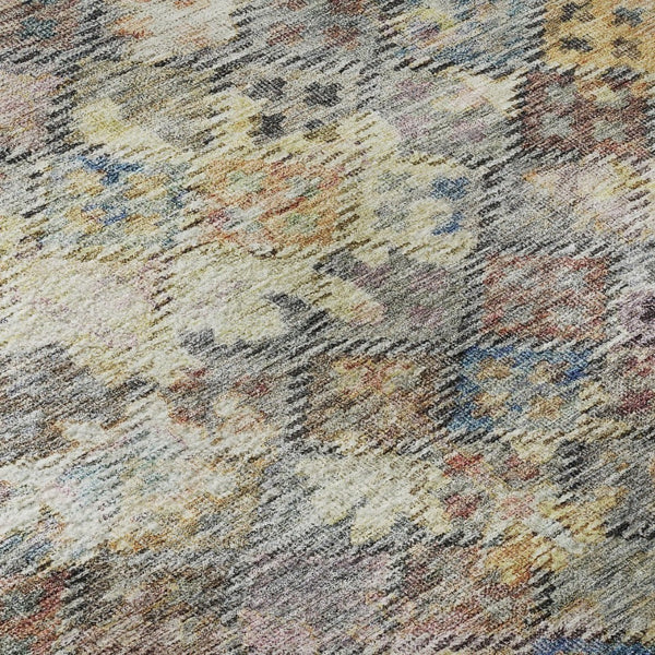 HomeRoots 8' X 10' Gold Coral Blue Abstract Geometric Area Rug – Washable, Stain Resistant & UV Protected Design 684538