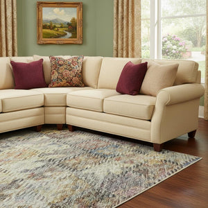 HomeRoots 10' X 14' Gold Coral Blue Abstract Rug - Washable, Stain-Resistant, UV Protected for Modern Living Spaces 684540