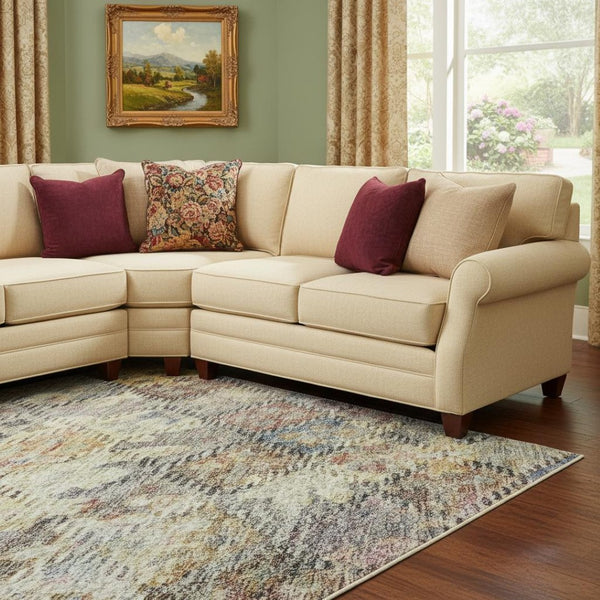 HomeRoots 10' X 14' Gold Coral Blue Abstract Rug - Washable, Stain-Resistant, UV Protected for Modern Living Spaces 684540