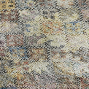 HomeRoots 10' X 14' Gold Coral Blue Abstract Rug - Washable, Stain-Resistant, UV Protected for Modern Living Spaces 684540