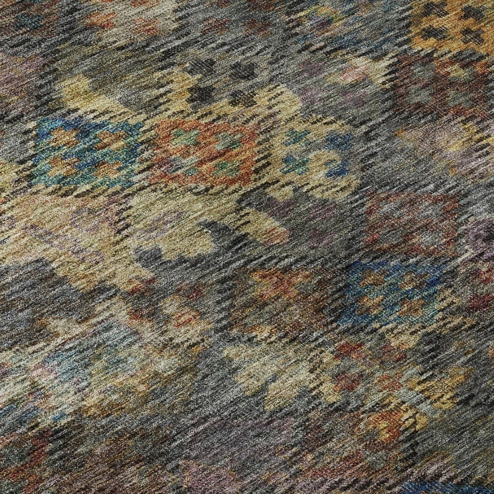 HomeRoots 8' X 10' Stylish Gray Gold Coral Abstract Geometric Washable Area Rug - UV Protected & Durable Design 684544