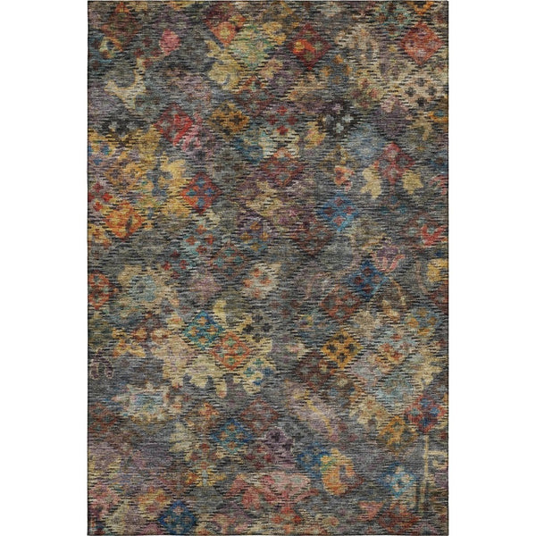 HomeRoots 10' X 14' Stylish Gray Gold Coral Abstract Geometric Washable Rug with UV Protection for Homes 684546