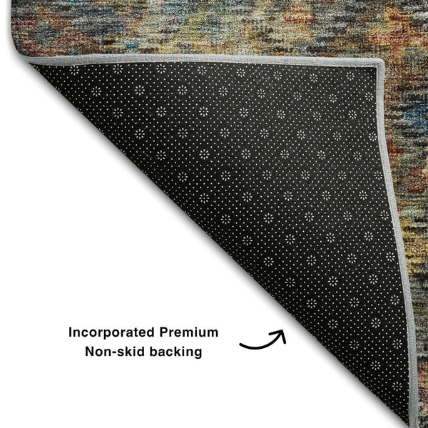 HomeRoots 10' X 14' Stylish Gray Gold Coral Abstract Geometric Washable Rug with UV Protection for Homes 684546